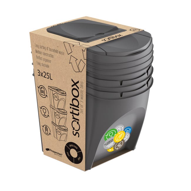 Zestaw koszy na śmieci Sortibox 3 x 25 l Prosperplast