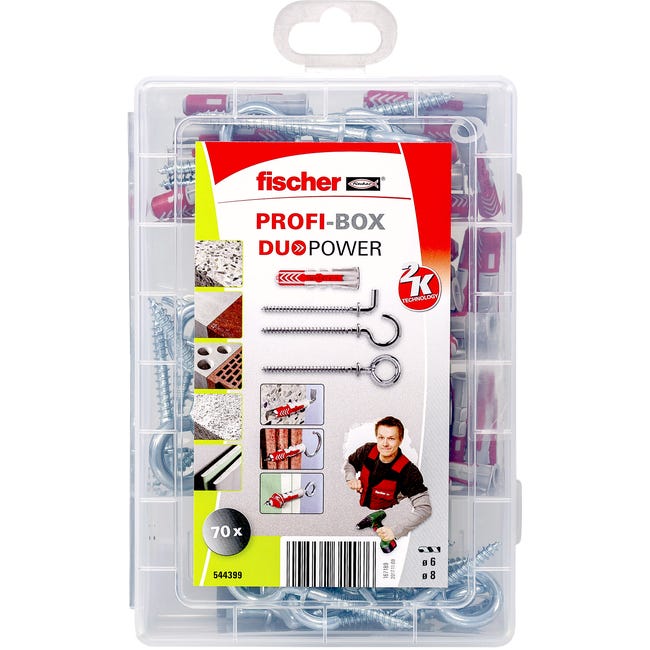 Zestaw kołków rozporowych Profibox Duopower 40 + 30 haków Fischer