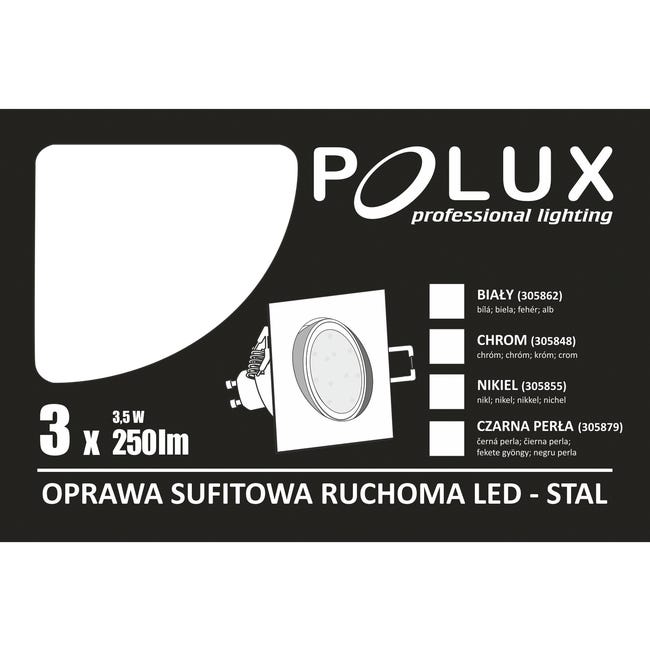 Zestaw opraw stropowych oczek 3 szt. OLIN chrom kwadratowe LED POLUX