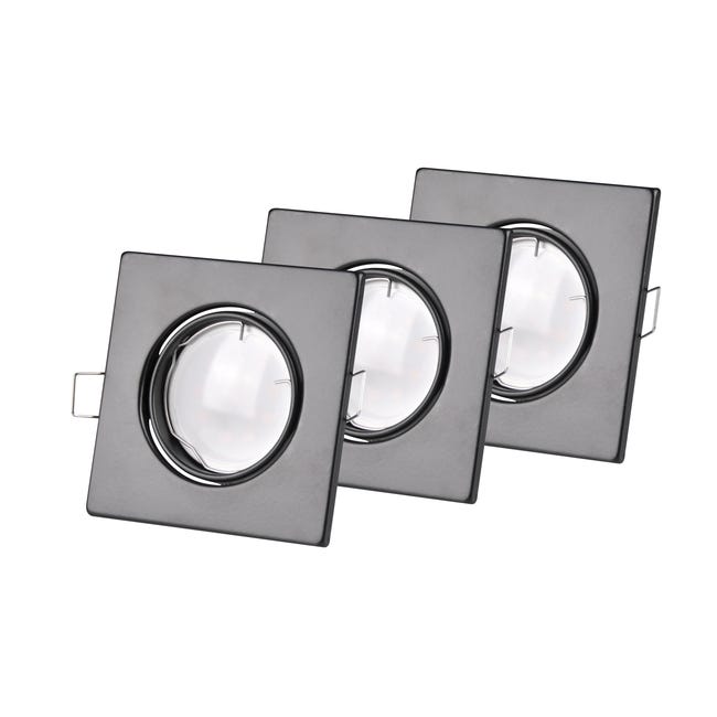 Zestaw opraw stropowych oczek 3 szt. OLIN czarne kwadratowe LED POLUX