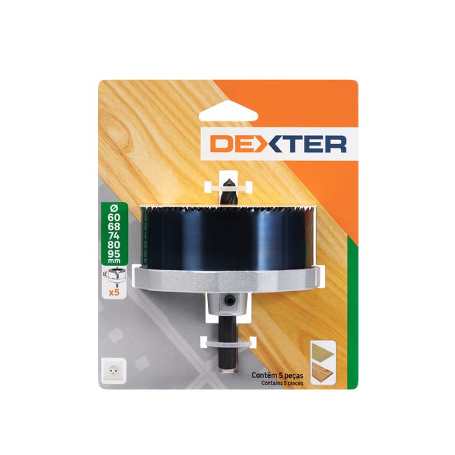 Zestaw otwornic do drewna 5 szt. 60/68/74/80/95 mm DEXTER