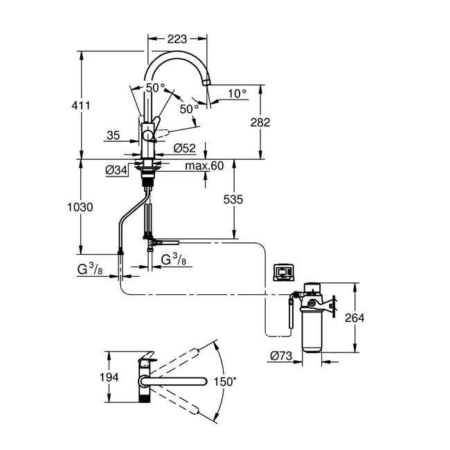 Zestaw startowy z baterią filtrującą Blue Pure Grohe