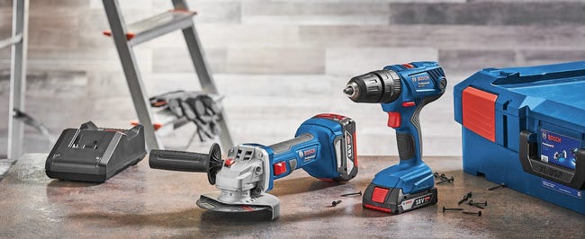 Zestaw szlifierka kątowa+wkrętarka akumulatorowe 18V GWS180+GSB180 BOSCH Professional