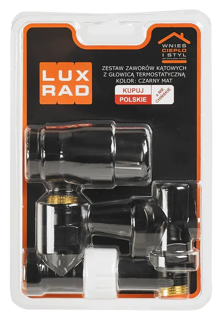 Zestaw termostatyczny kątowy czarny mat LUXRAD
