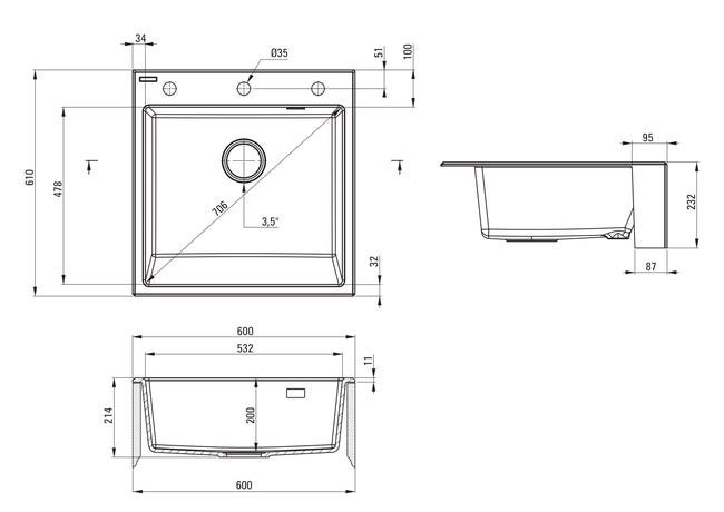 Zlewozmywak granitowy farmerski Eridan Deante