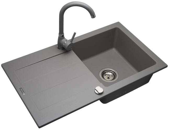 Zlewozmywak granitowy z baterią Senar 2 PLUS Pyramis