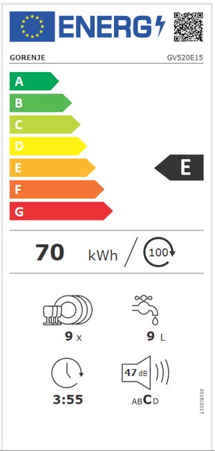 Zmywarka do zabudowy GV520E15 Gorenje
