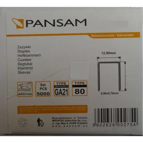 Zszywki A536214 Typ 80 5000 szt. 12.8 / 14 mm Pansam