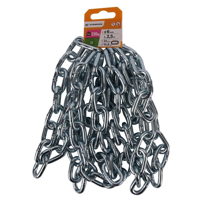 Łańcuch krótkoogniwowy 6 mm x 2.5 m 230 kg spawany ocynk