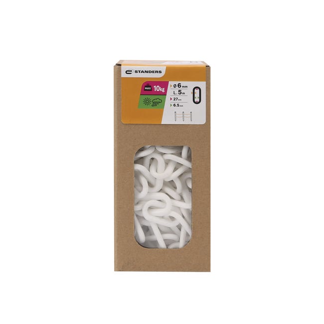 Łańcuch plastikowy 6 mm x 5 m 10 kg biały