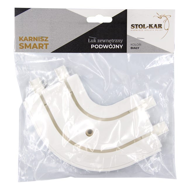 Łuk zewnętrzny do szyny sufitowej 2-torowej 25 cm biały