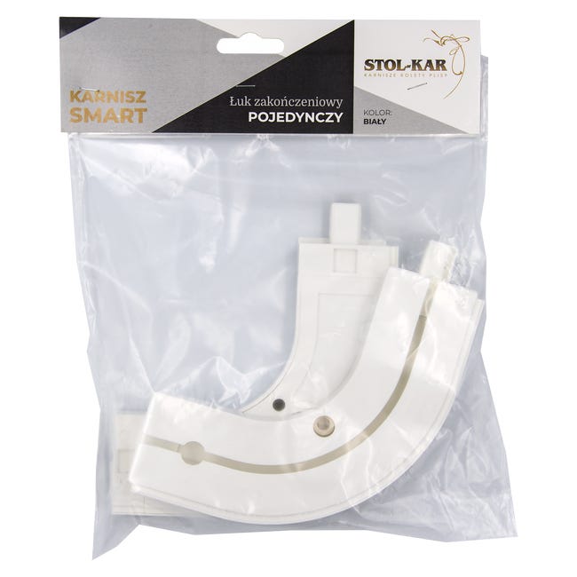 Łuk zewnętrzny zakończeniowy 2 szt. lewy i prawy do szyny sufitowej 1-torowej 25 cm biały