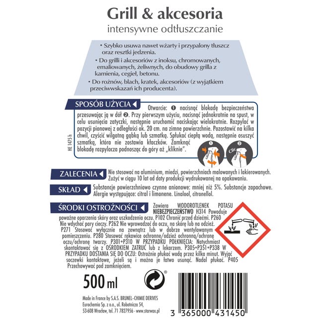 Środek do czyszczenia GRILL 0.5 l STARWAX