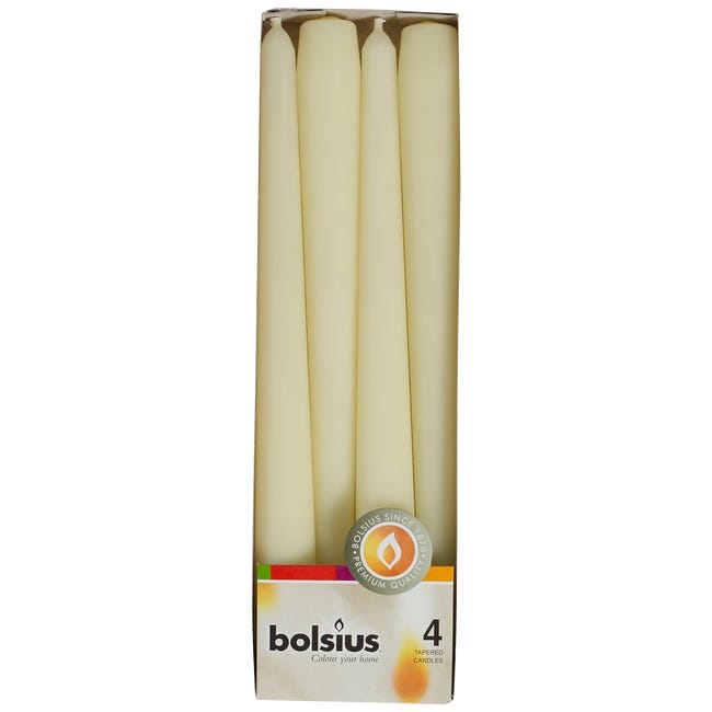 Świeca szpica kremowa 4 szt. Bolsius