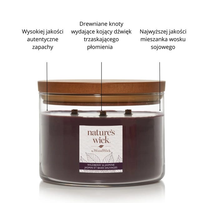 Świeca zapachowa w szkle Wildberry&Jasmin Woodwick