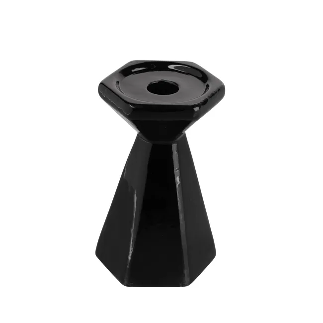 Świecznik ceramiczny wys. 13 cm czarny