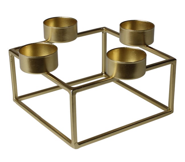 Świecznik metalowy Neli 4-ramienny złoty wys. 8.5 cm
