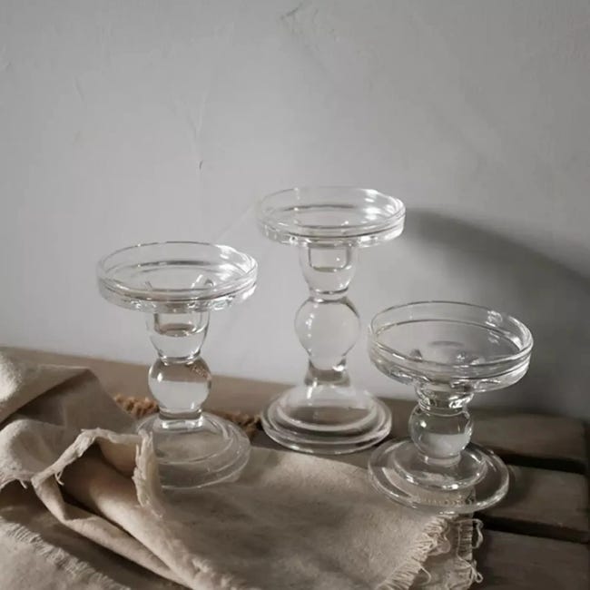Świecznik na świecę stołową Glam wys. 14 cm transparentny
