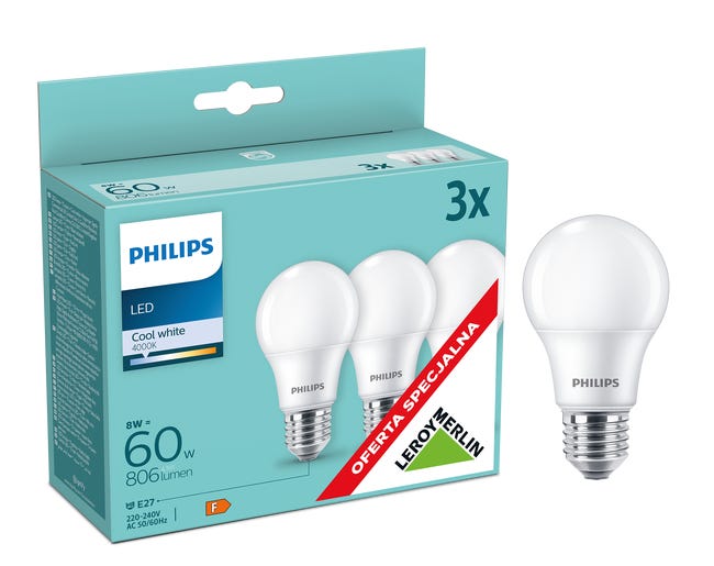 Żarówka E27 60W 806LM Neutralna biel PHILIPS