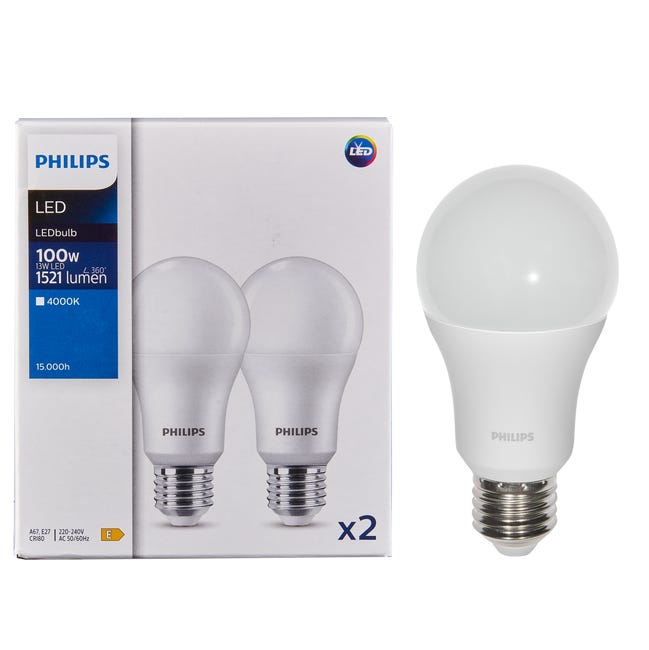 Żarówka LED 2 szt. E27 13 W = 100 W 1521 lm Neutralna biel Philips Ecofit