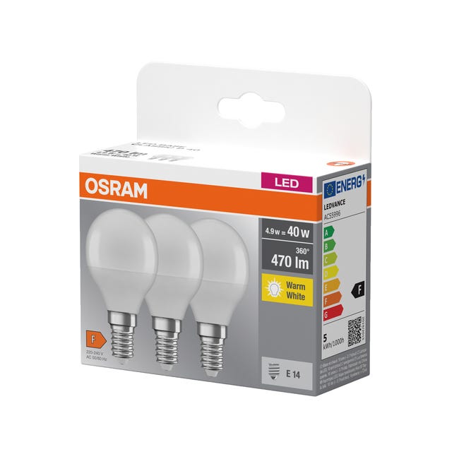 Żarówka LED 3 szt. E14 4,9W 470 lm Ciepła OSRAM