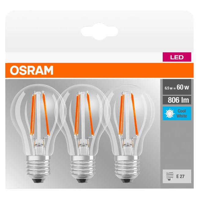 Żarówka LED 3 szt. E27 6.5 W = 60 W 806 lm Neutralna OSRAM