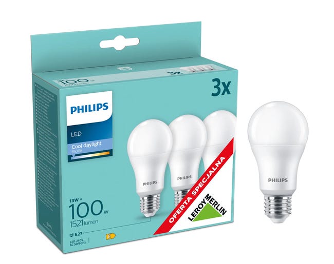 Żarówka LED 3 szt. E2713 W 1521 lm Zimna biel Philips