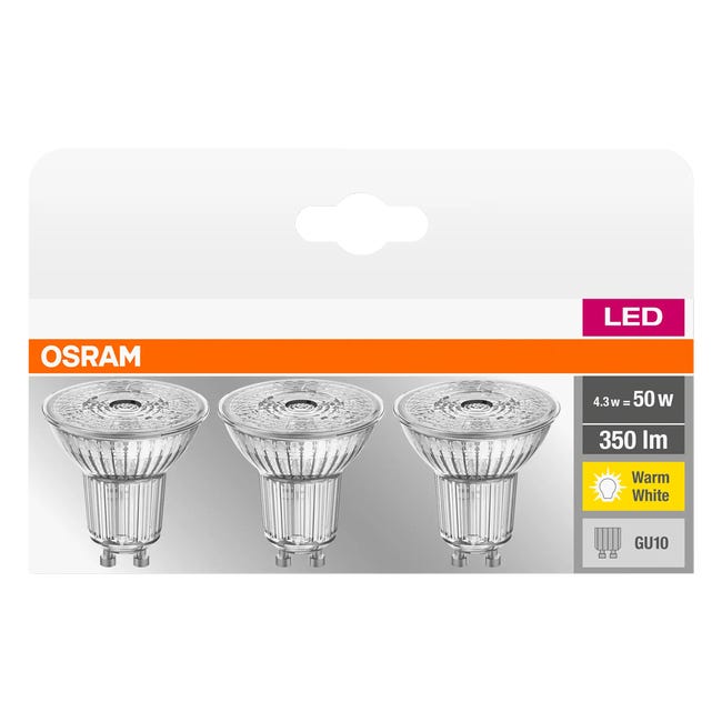 Żarówka LED 3 szt. GU10 4.3 W = 50 W 350 lm Ciepła OSRAM