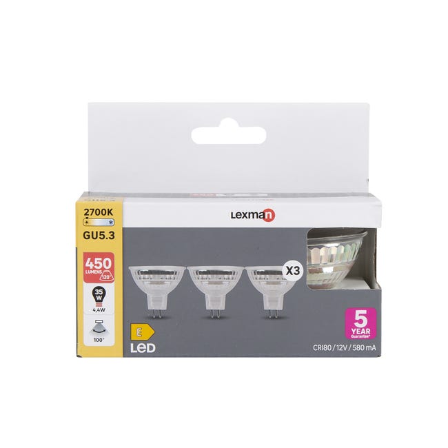 Żarówka LED 3 szt. GU5.3 4.4 W = 35 W 450 lm Ciepła biel Lexman