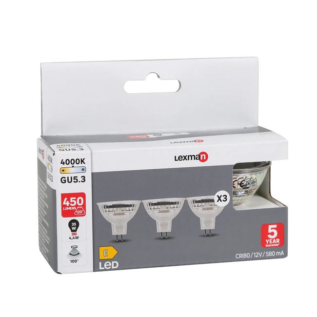 Żarówka LED 3 szt. GU5.3 4.4 W = 35 W 450 lm Neutralna Lexman