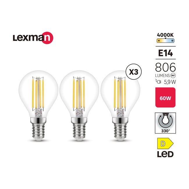 Żarówka LED E14 3 szt. 3,4 W 806 lm Neutralna biel Lexman