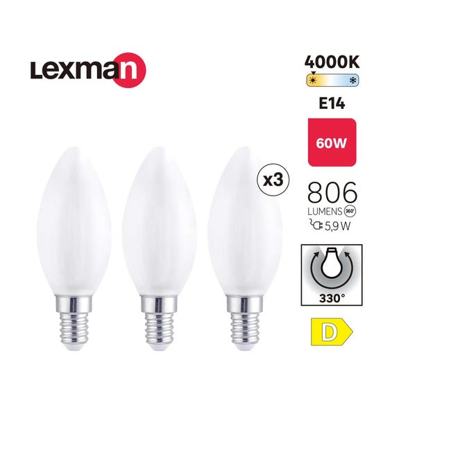 Żarówka LED E14 3 szt. 5,9 W 806 lm Neutralna biel Lexman