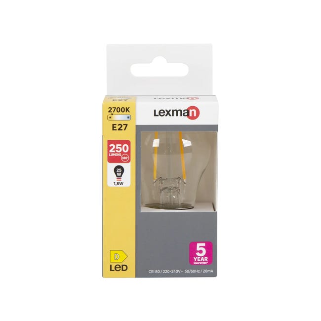Żarówka LED E27 1,8 W = 25 W 250 lm ciepła biel Lexman