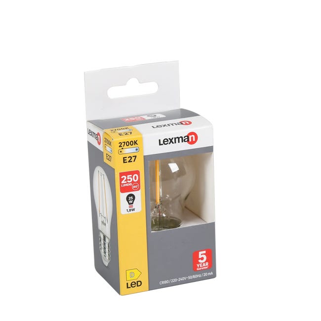 Żarówka LED E27 1,8 W = 25 W 250 lm ciepła biel Lexman