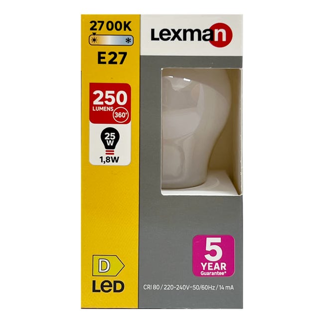 Żarówka LED E27 1.8 W = 25 W 250 lm Ciepła biel Lexman