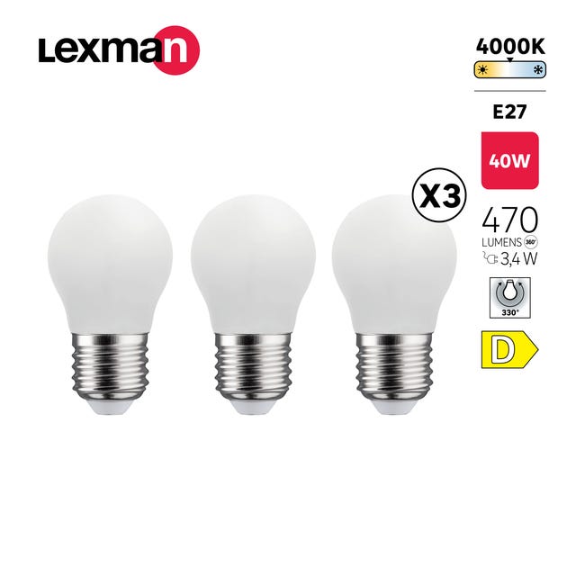 Żarówka LED E27 3 szt. 3,4 W 470 lm Neutralna biel Lexman