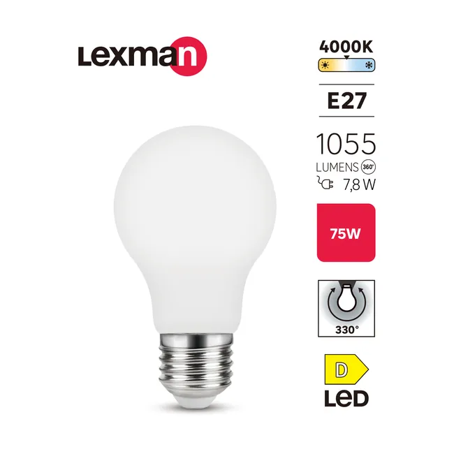 Żarówka LED E27 7,8 W 1055 lm Neutralna biel Lexman