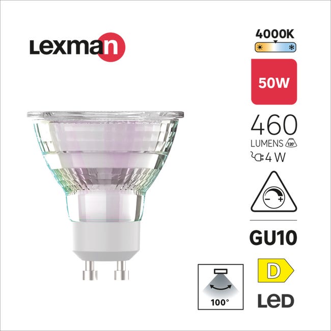 Żarówka LED GU10 4 W 460 lm Neutralna biel Lexman	