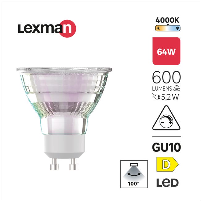 Żarówka LED GU10 5,2 W 600 lm Neutralna biel Lexman