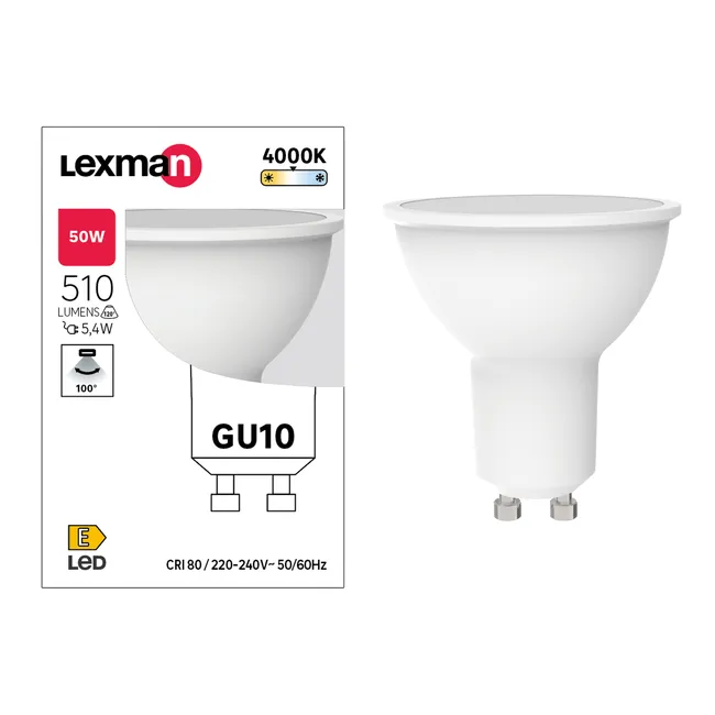 Żarówka LED GU10 5,4 W = 50 W 510 lm Neutralna biel Lexman