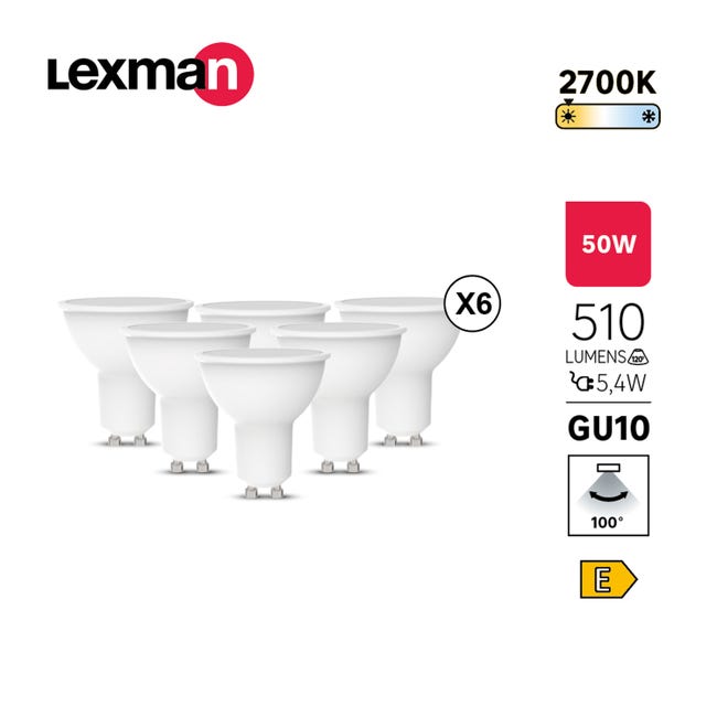 Żarówka LED GU10 6 szt. 5,4 W 510 lm Ciepła biel Lexman