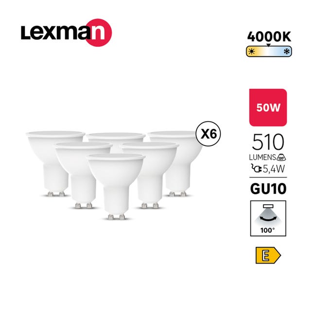 Żarówka LED GU10 6 szt. 5,4 W 510 lm Neutralna biel Lexman