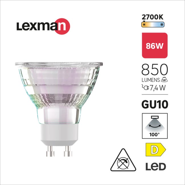 Żarówka LED GU10 7,4 W 850 lm Ciepła biel Lexman