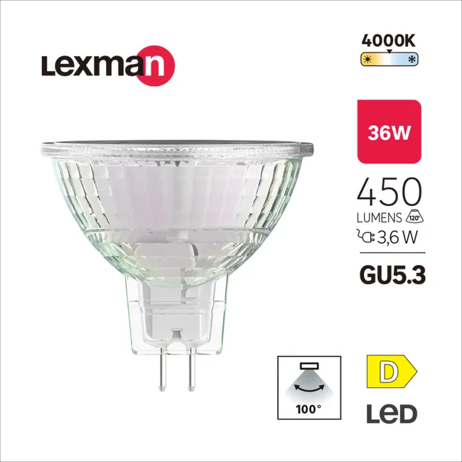 Żarówka LED GU5.3 3,6 W 450 lm Neutralna biel Lexman
