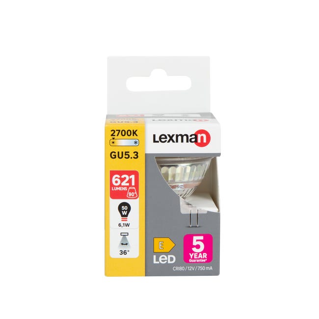 Żarówka LED GU5.3 6,1 W = 50 W 621 lm Ciepła biel Lexman