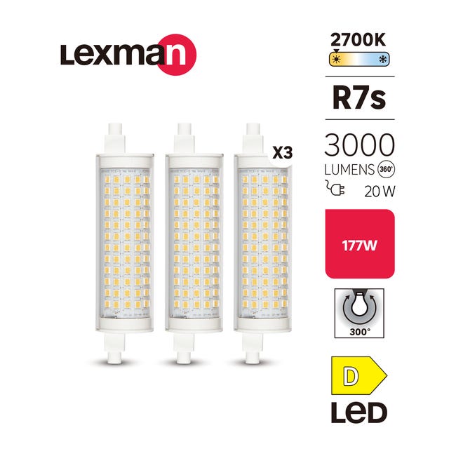 Żarówka LED R7S 3 szt. 20 W 3000 lm Ciepła biel Lexman
