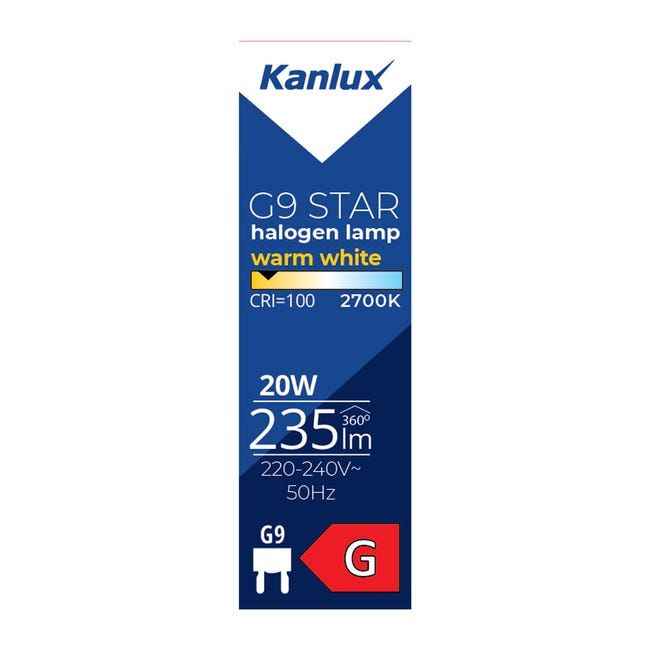 Żarówka halogenowa G9 20 W 235 lm Ciepła Kanlux