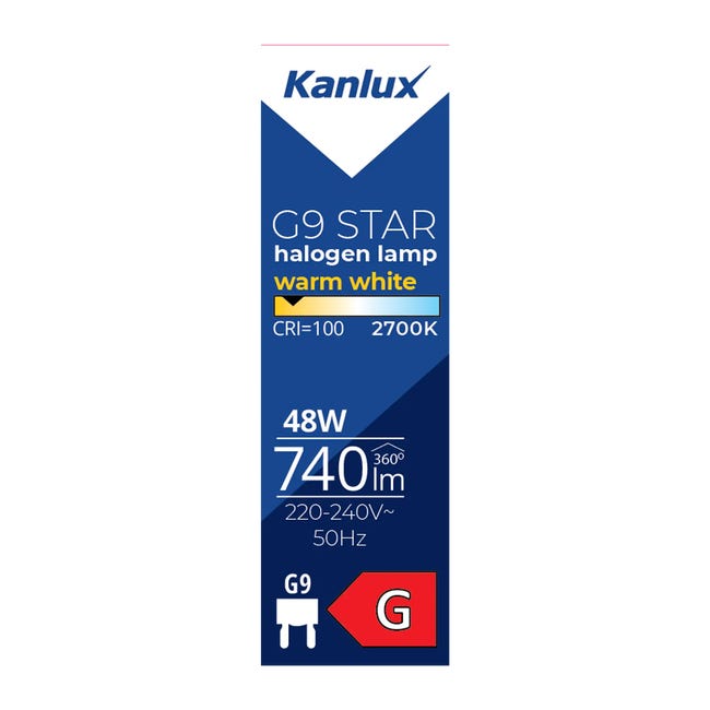 Żarówka halogenowa G9 48 W 740 lm ciepła Kanlux