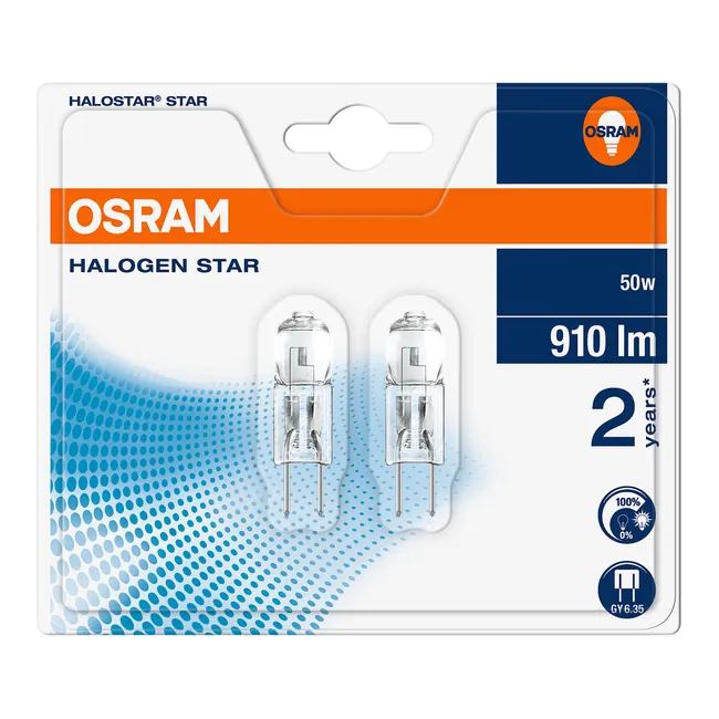 Żarówka halogenowa GY6.35 2 szt. 50 W 910 lm Ciepła biel Osram