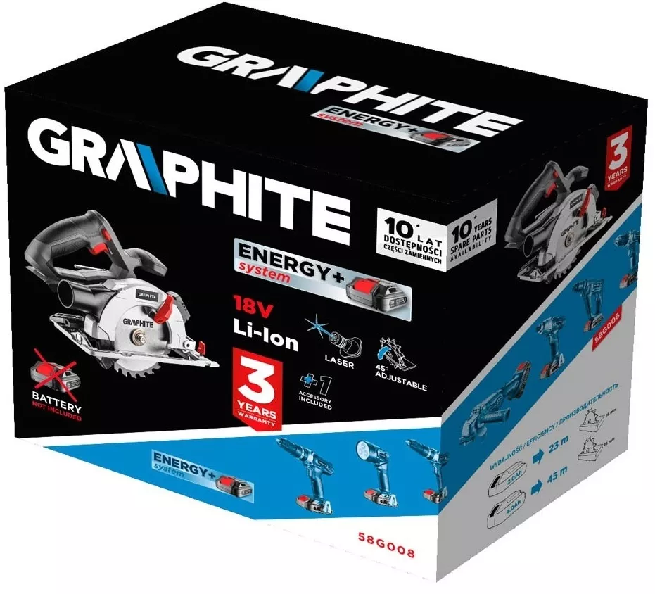 Pilarka tarczowa Graphite Energy+ 58G008 (+ tarcza) | 